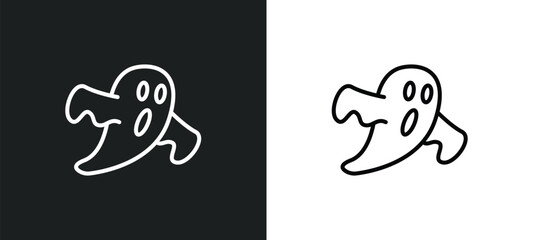 ghosts line icon in white and black colors. ghosts flat vector icon from ghosts collection for web, mobile apps and ui.