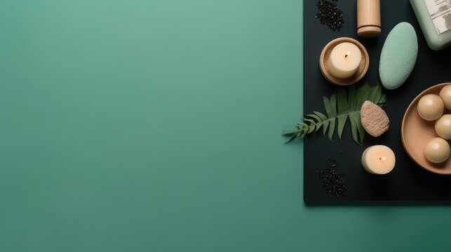 Flat lay spa salon concept