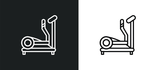 elliptical line icon in white and black colors. elliptical flat vector icon from elliptical collection for web, mobile apps and ui.