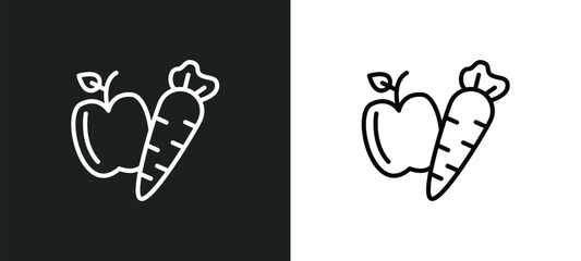 carrot and line icon in white and black colors. carrot and flat vector icon from carrot collection for web, mobile apps ui.