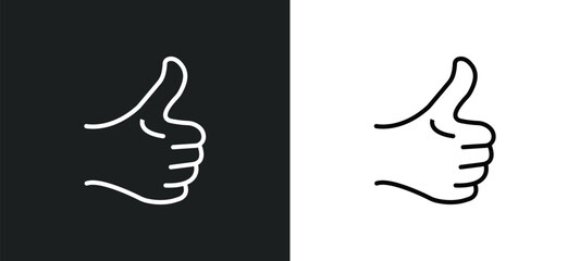 thumb finger up line icon in white and black colors. thumb finger up flat vector icon from thumb finger up collection for web, mobile apps and ui.