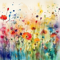 Obraz premium colorful watercolor abstract flower meadow