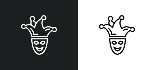 joker face line icon in white and black colors. joker face flat vector icon from joker face collection for web, mobile apps and ui.