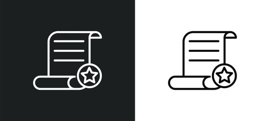 decree line icon in white and black colors. decree flat vector icon from decree collection for web, mobile apps and ui. - obrazy, fototapety, plakaty