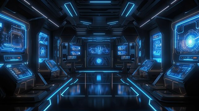 Futuristic modern style computer room