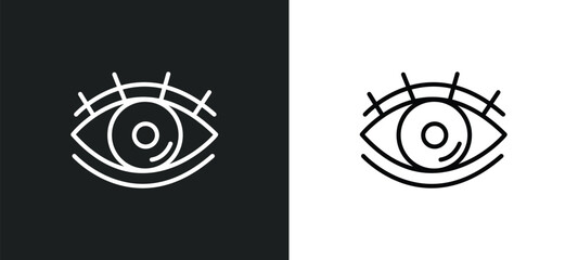 watch dark eye line icon in white and black colors. watch dark eye flat vector icon from watch dark eye collection for web, mobile apps and ui.