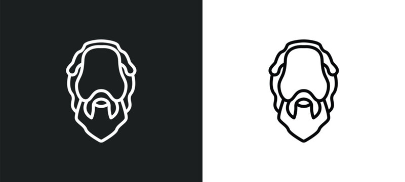 socrates line icon in white and black colors. socrates flat vector icon from socrates collection for web, mobile apps and ui.