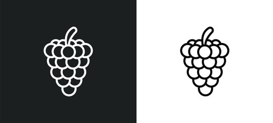 grapes bunch line icon in white and black colors. grapes bunch flat vector icon from grapes bunch collection for web, mobile apps and ui.