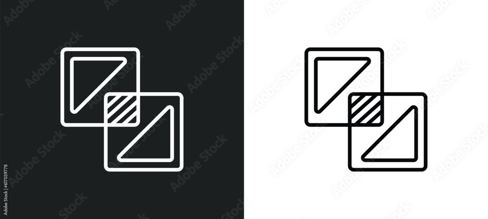 Poster exclude line icon in white and black colors. exclude flat vector icon from exclude collection for we