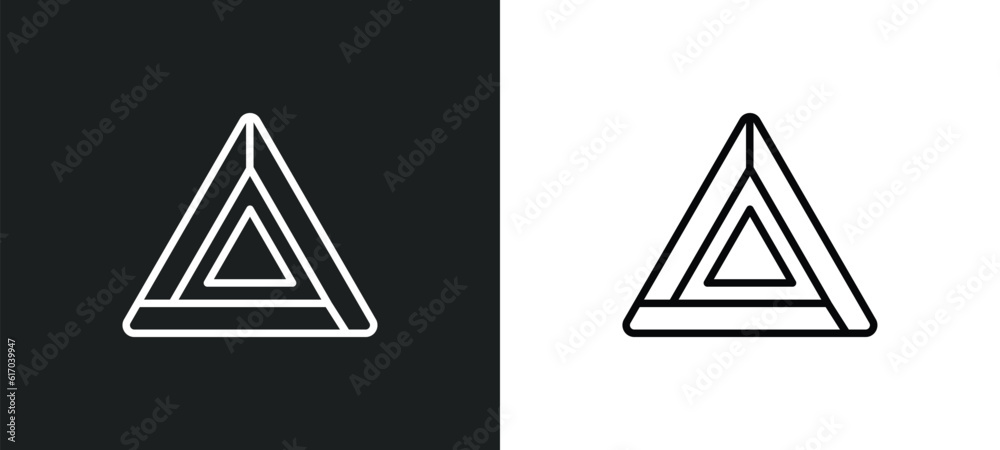 Poster triangle line icon in white and black colors. triangle flat vector icon from triangle collection for
