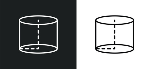 Fototapeta na wymiar cylinder line icon in white and black colors. cylinder flat vector icon from cylinder collection for web, mobile apps and ui.