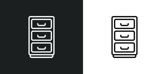 office cabinet line icon in white and black colors. office cabinet flat vector icon from office cabinet collection for web, mobile apps and ui.
