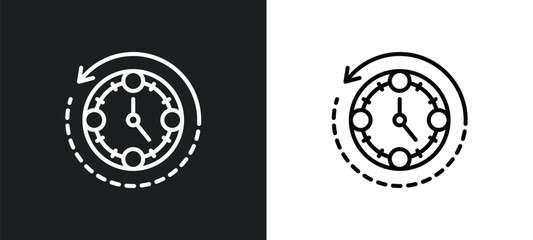 rewind time line icon in white and black colors. rewind time flat vector icon from rewind time collection for web, mobile apps and ui.