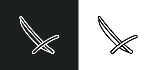 deckchair line icon in white and black colors. deckchair flat vector icon from deckchair collection for web, mobile apps and ui.