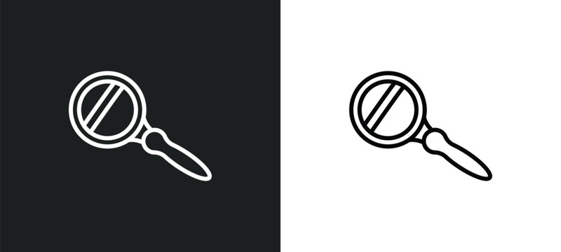 magnifiying glass line icon in white and black colors. magnifiying glass flat vector icon from magnifiying glass collection for web, mobile apps and ui.