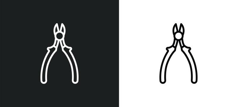nippers line icon in white and black colors. nippers flat vector icon from nippers collection for web, mobile apps and ui.