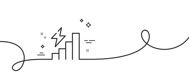 Consumption growth line icon. Continuous one line with curl. Electric power up trend sign. Energy chart symbol. Consumption growth single outline ribbon. Loop curve pattern. Vector
