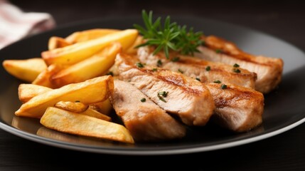 Grilled steak with french fries