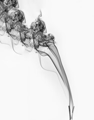 Black smoke movement isolated on white background Smoke movement concept for design