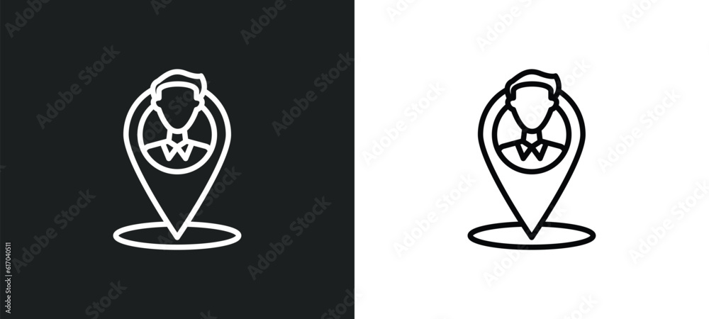 Poster placement line icon in white and black colors. placement flat vector icon from placement collection 