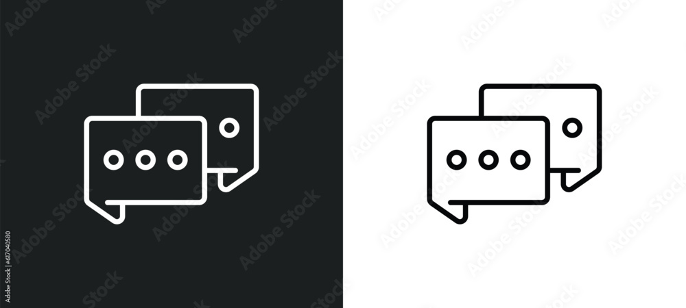 Poster message app line icon in white and black colors. message app flat vector icon from message app colle