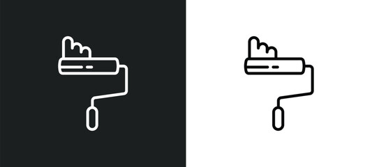 painting work line icon in white and black colors. painting work flat vector icon from painting work collection for web, mobile apps and ui.