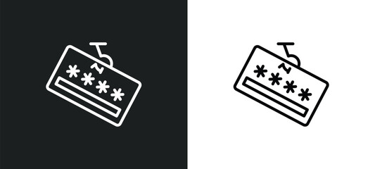 password phishing line icon in white and black colors. password phishing flat vector icon from password phishing collection for web, mobile apps and ui.