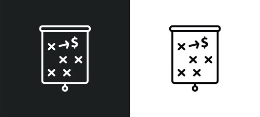marketing strategy line icon in white and black colors. marketing strategy flat vector icon from marketing strategy collection for web, mobile apps and ui.