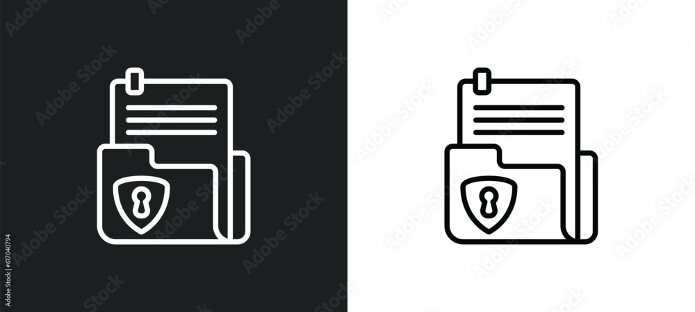 Poster document line icon in white and black colors. document flat vector icon from document collection for