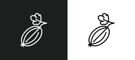 Fototapeta premium gooseberry line icon in white and black colors. gooseberry flat vector icon from gooseberry collection for web, mobile apps and ui.