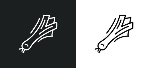 leek line icon in white and black colors. leek flat vector icon from leek collection for web, mobile apps and ui.