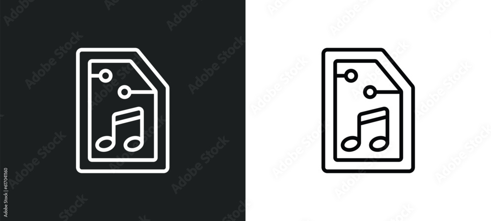 Poster audio file line icon in white and black colors. audio file flat vector icon from audio file collecti