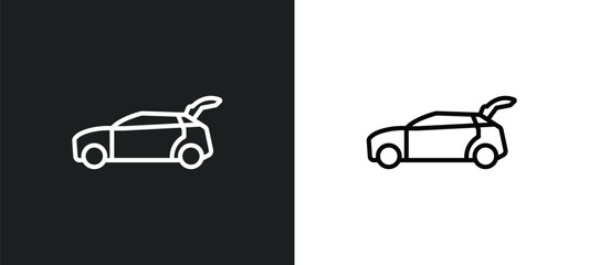 trunk open line icon in white and black colors. trunk open flat vector icon from trunk open collection for web, mobile apps and ui. © IconArt