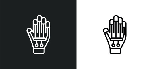 wired gloves line icon in white and black colors. wired gloves flat vector icon from wired gloves collection for web, mobile apps and ui.