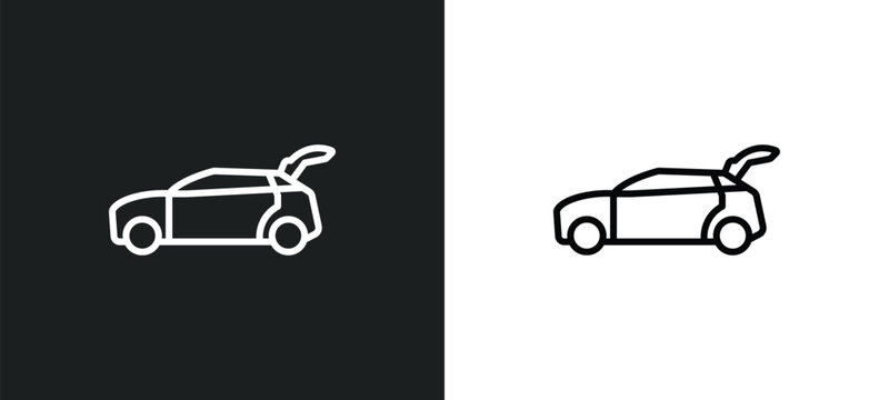 trunk open line icon in white and black colors. trunk open flat vector icon from trunk open collection for web, mobile apps and ui.