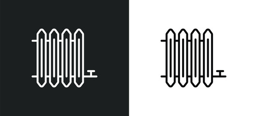 radiator line icon in white and black colors. radiator flat vector icon from radiator collection for web, mobile apps and ui.
