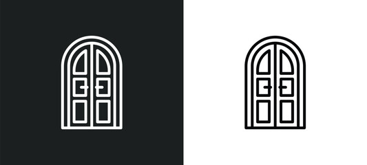 double door line icon in white and black colors. double door flat vector icon from double door collection for web, mobile apps and ui.