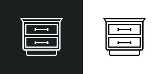 night stand line icon in white and black colors. night stand flat vector icon from night stand collection for web, mobile apps and ui.