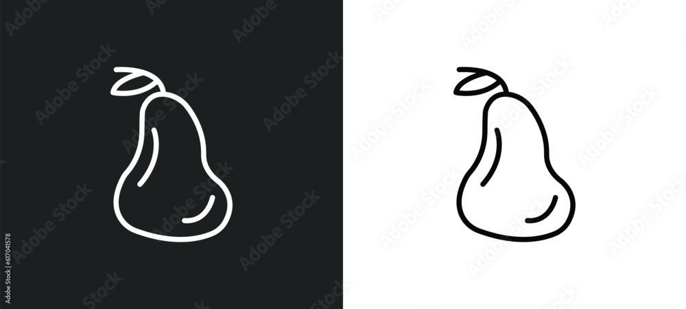 Poster guava line icon in white and black colors. guava flat vector icon from guava collection for web, mob