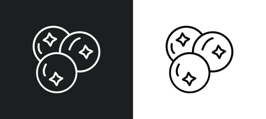 blueberries line icon in white and black colors. blueberries flat vector icon from blueberries collection for web, mobile apps and ui.