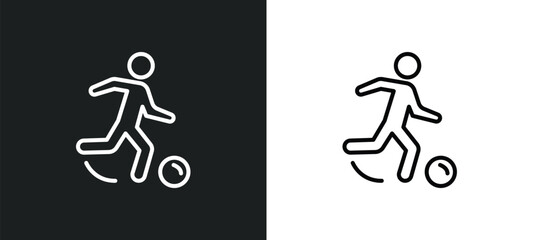 soccer player line icon in white and black colors. soccer player flat vector icon from soccer player collection for web, mobile apps and ui.