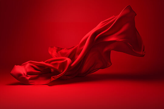 Naklejka Red fabric blowing in the wind