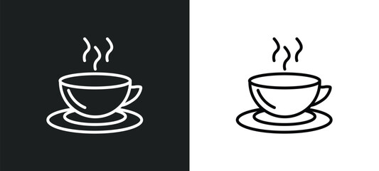 hot drinks line icon in white and black colors. hot drinks flat vector icon from hot drinks collection for web, mobile apps and ui.