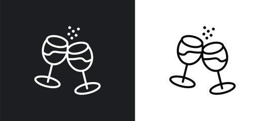 Obraz premium glasses of wine line icon in white and black colors. glasses of wine flat vector icon from glasses of wine collection for web, mobile apps and ui.