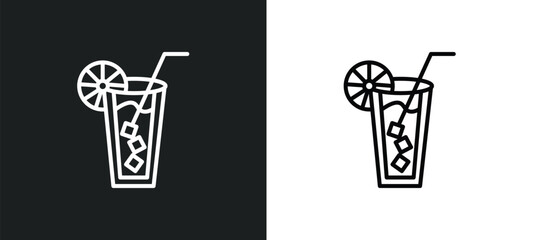 cold drink line icon in white and black colors. cold drink flat vector icon from cold drink collection for web, mobile apps and ui.