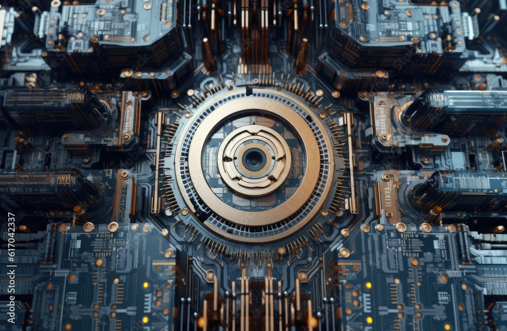 Aufkleber advanced technology concept. processor microchip. artificial intelligence digitalization of neural n