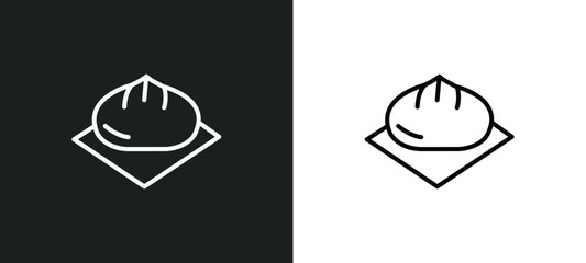wonton line icon in white and black colors. wonton flat vector icon from wonton collection for web, mobile apps and ui.