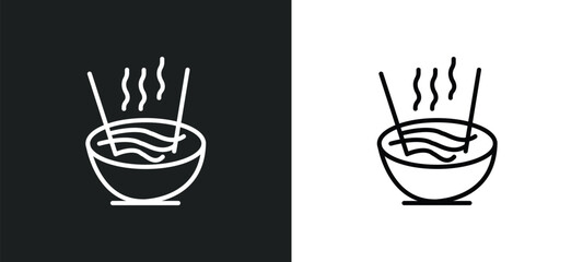 noodle soup line icon in white and black colors. noodle soup flat vector icon from noodle soup collection for web, mobile apps and ui.