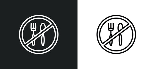 no eating line icon in white and black colors. no eating flat vector icon from no eating collection for web, mobile apps and ui.