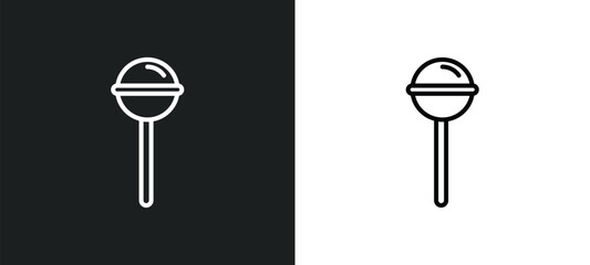 lollypop line icon in white and black colors. lollypop flat vector icon from lollypop collection for web, mobile apps and ui.